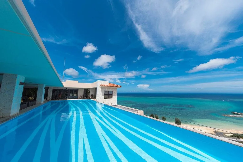 long infinity pool at the beach