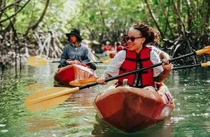 woman in kayak on river