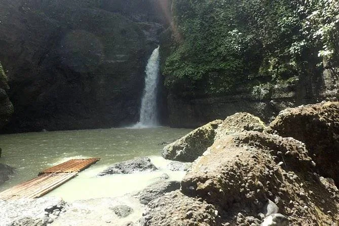 waterfall into lake