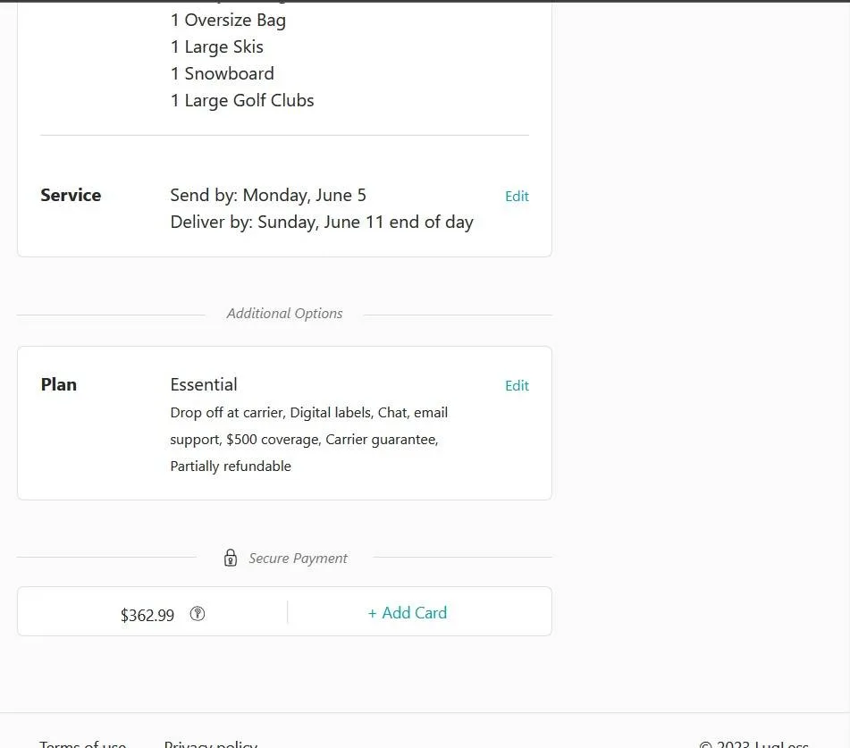 lugless checkout page 2