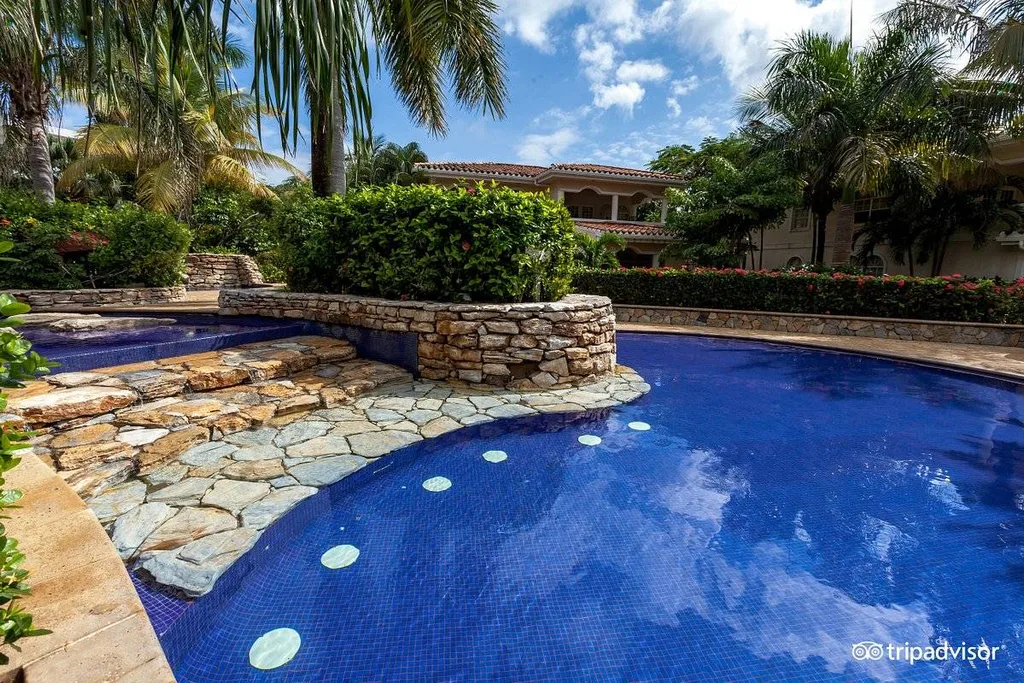 resort pool with stone steps