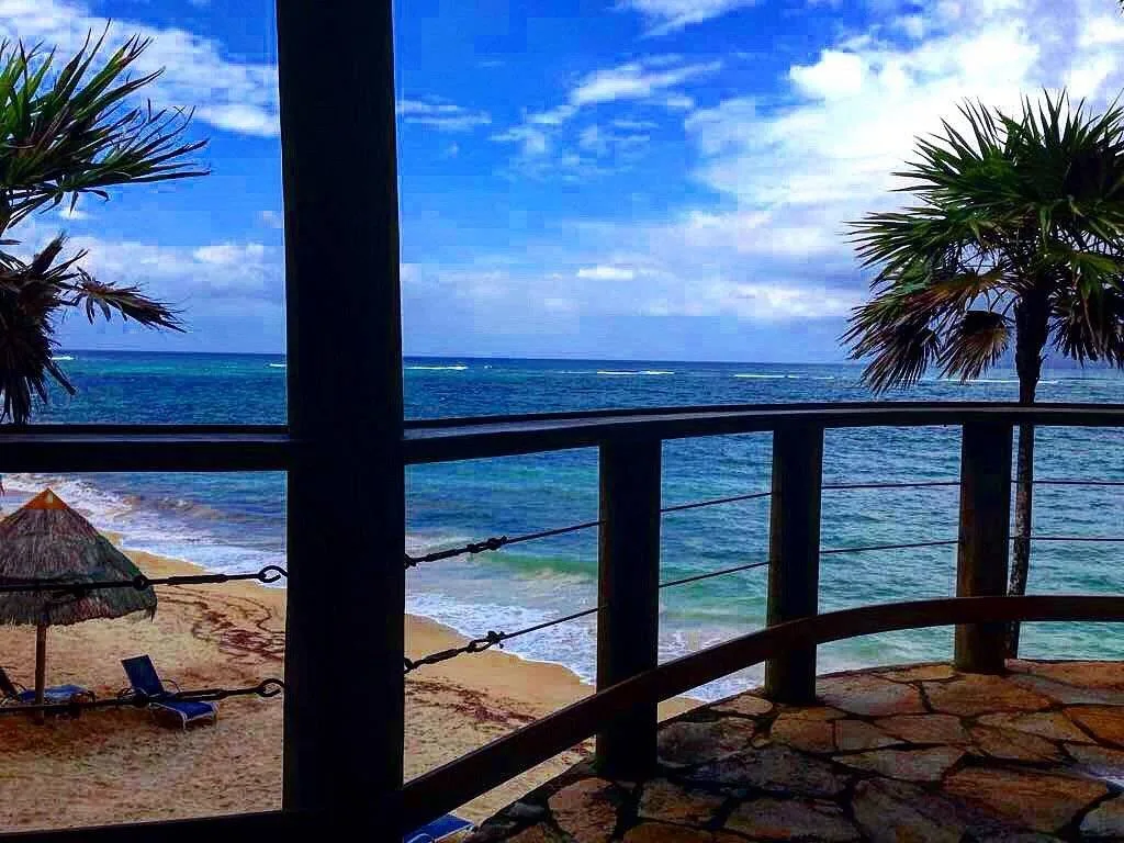 deck overlooking beach and ocean