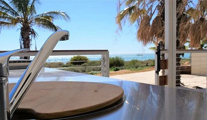 faucet on outside since at the beach