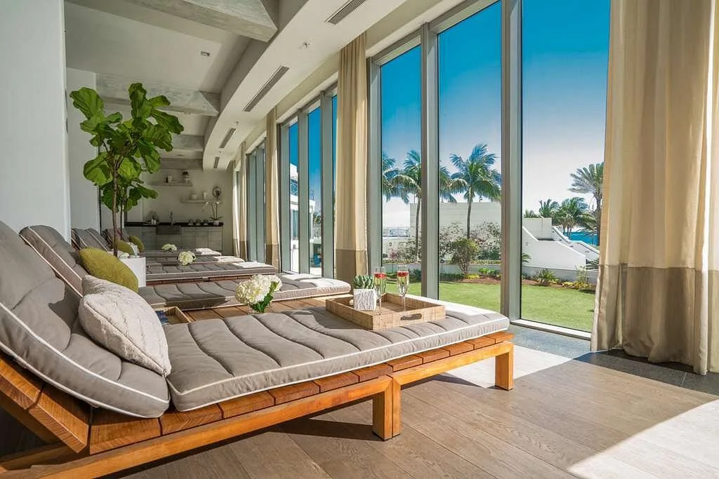 Eden Roc Miami Beach lounge chairs on enclosed patio