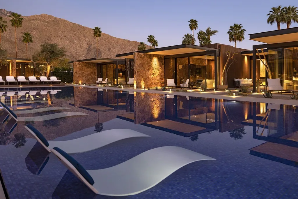 cement spa chairs in outdoor resort pool area