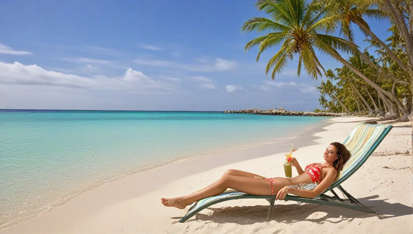 An idyllic vacation scene representing the perfect balance of relaxation and sightseeing