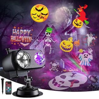 HD 2-in-1 Halloween Christmas Projector Lights - 12 Slides, 8 Pattern