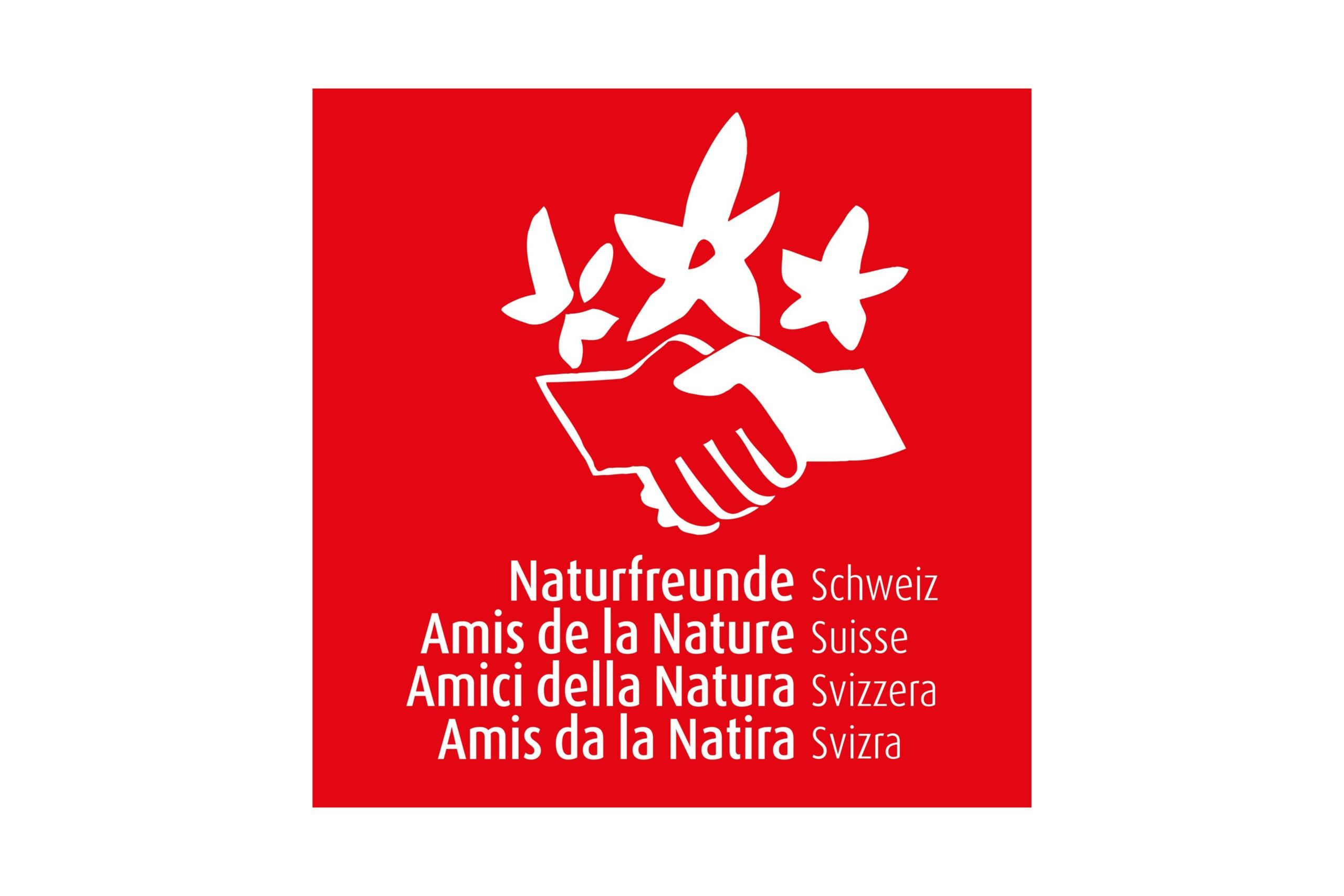ein rotes Quadrat mit der Aufschrift "Natur ist Natur" und einer Hand mit einer Blume in der Hand 