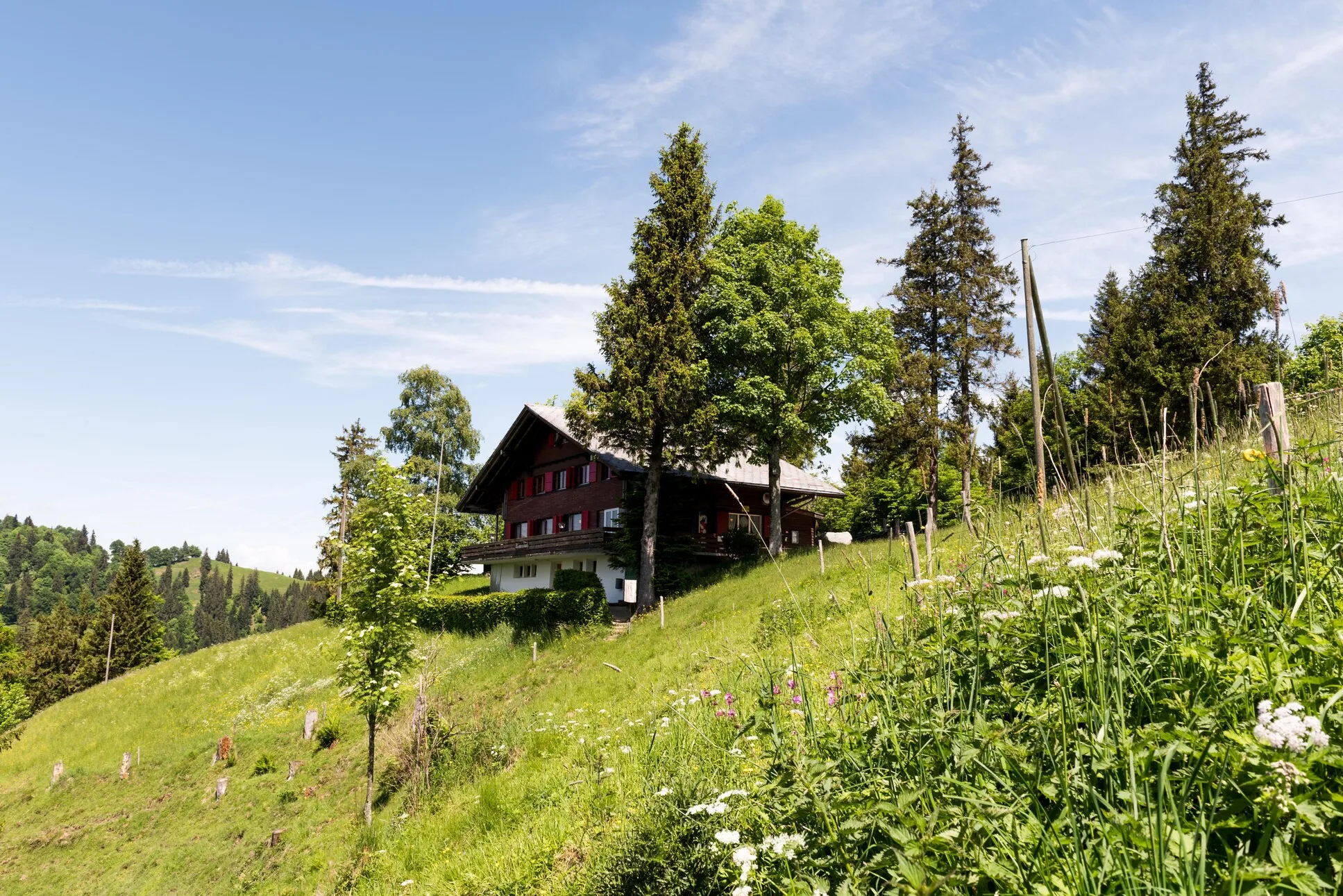 das Haus steht auf dem Hügel