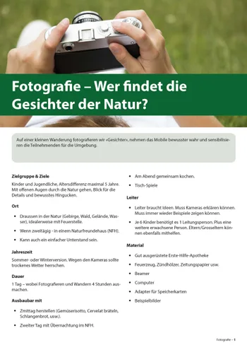 Broschüre um Fotografie in der Natur