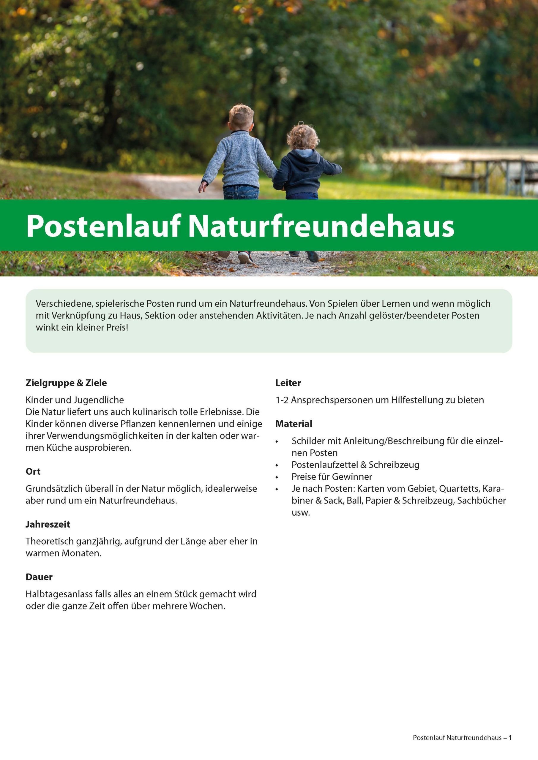 Broschüre Postenlauf Naturfreundehaus