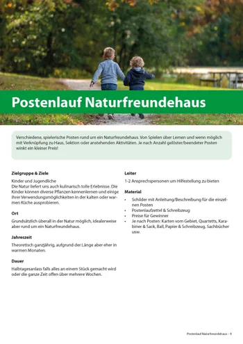 Broschüre Postenlauf Naturfreundehaus