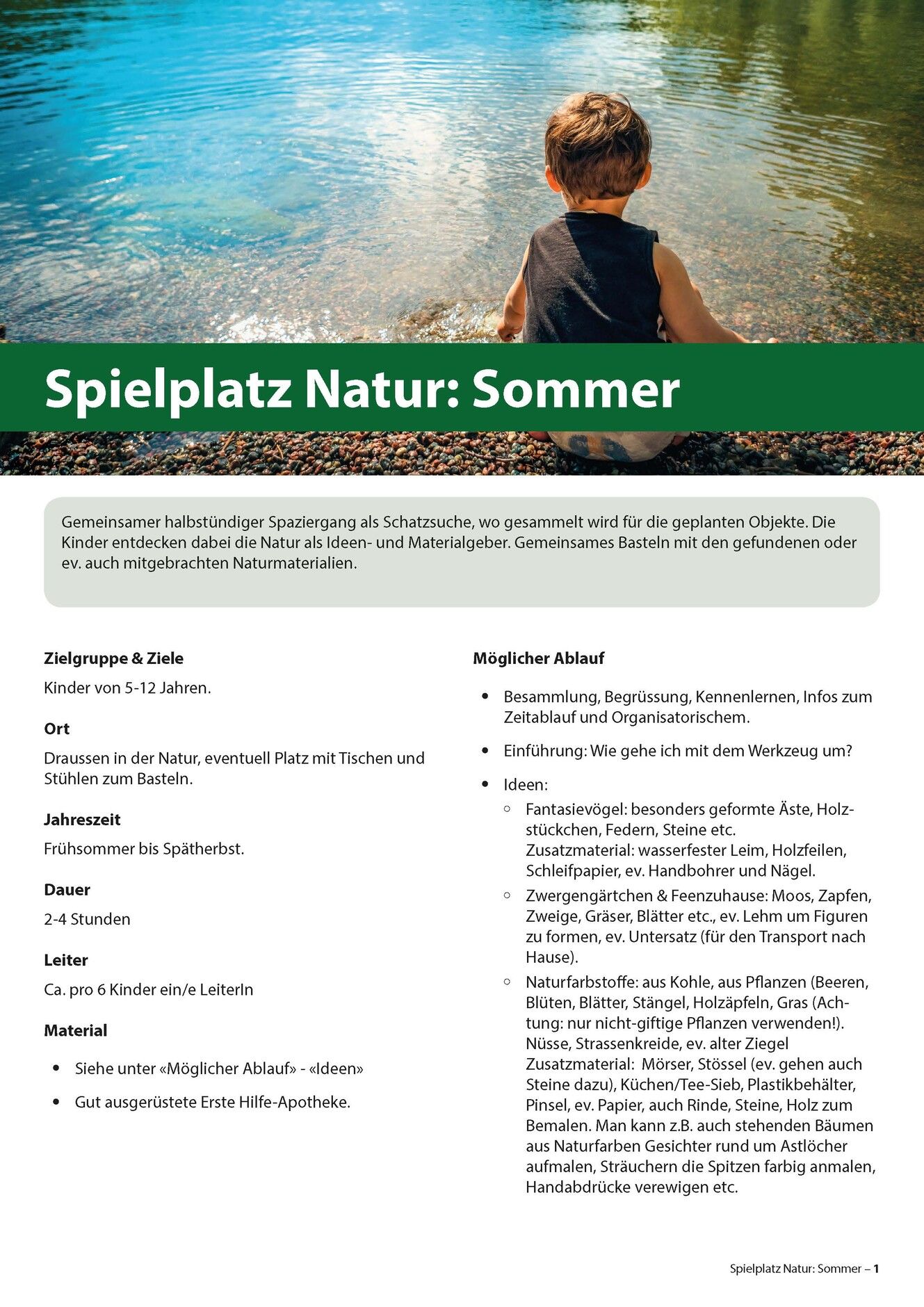 Broschüre Natur im Sommer als Spielplatz