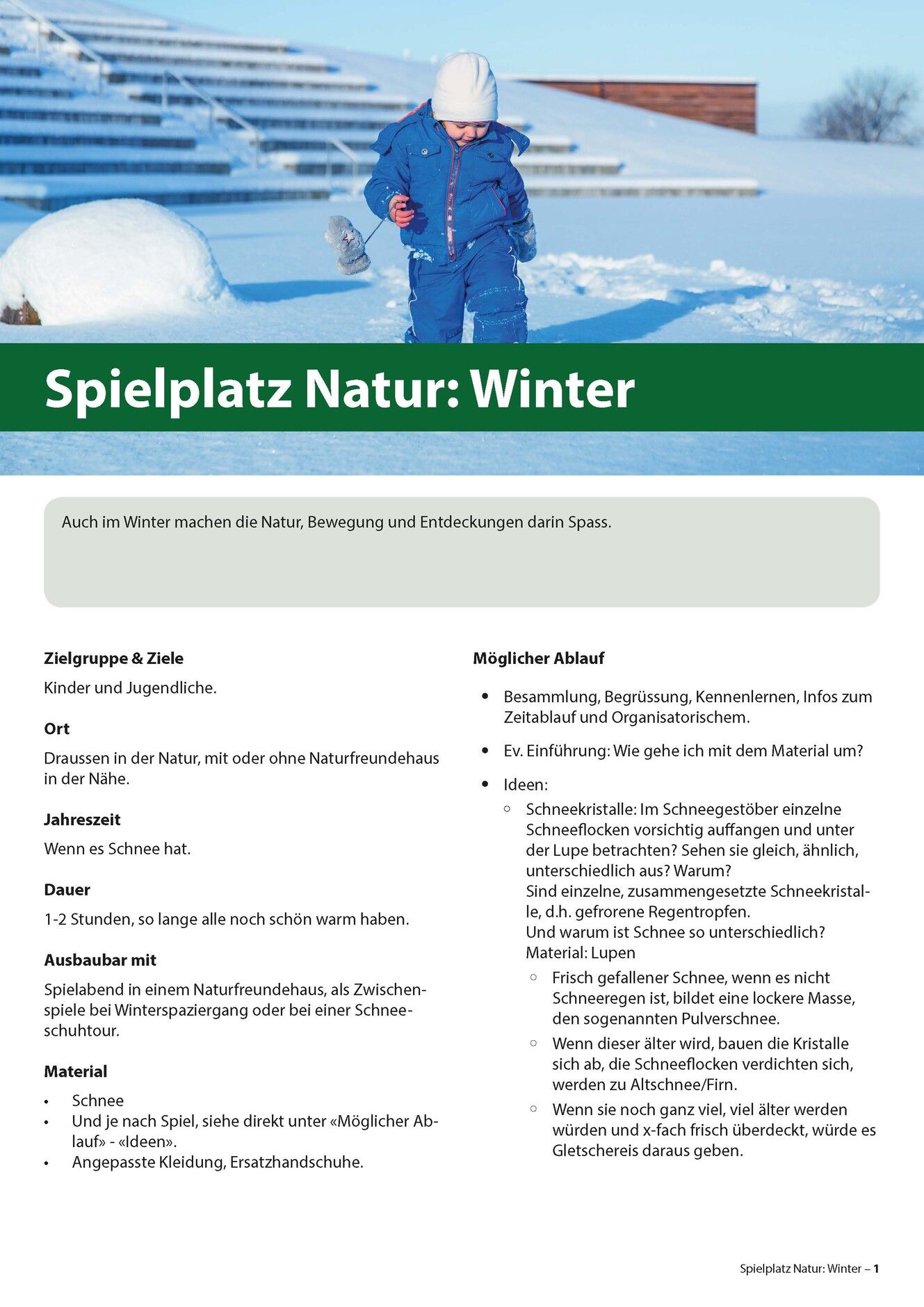 Broschüre Natur im Winter als Spielplatz