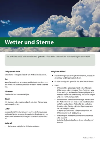 Broschüre über Wetter und Sterne