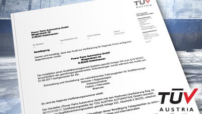 TüV Austria Zertifizierung Power-Parts