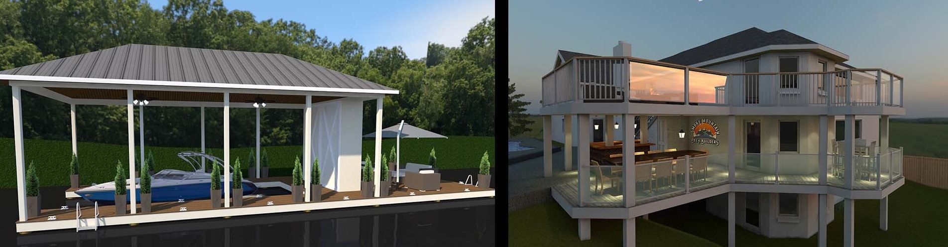 3-D dock and deck renderings