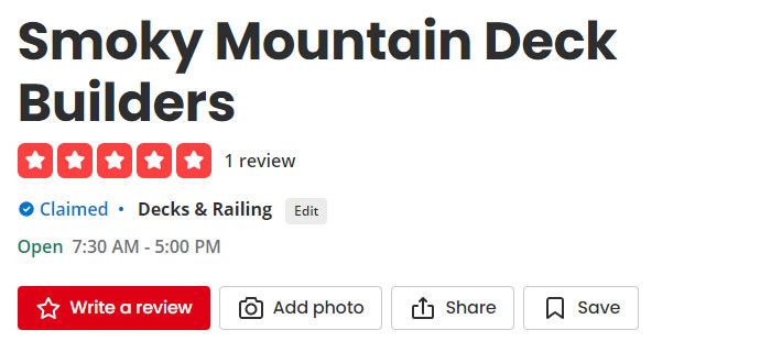 Smoky Mountain Decks Yelp Reviews