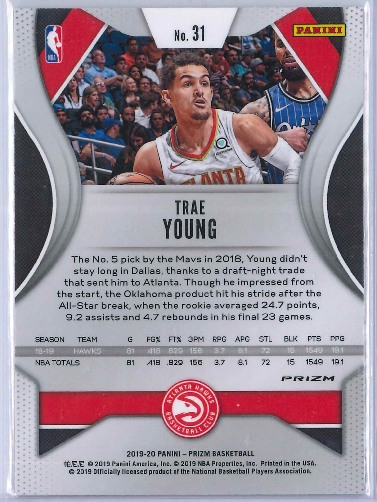 nbaカード TRAE YOUNG AUTO SILVER PRIZM-