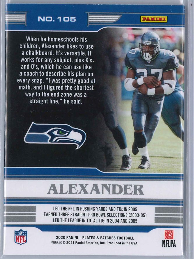 Shaun Alexander Panini Plates and Patches 2020 Legends 5860 2 scaled