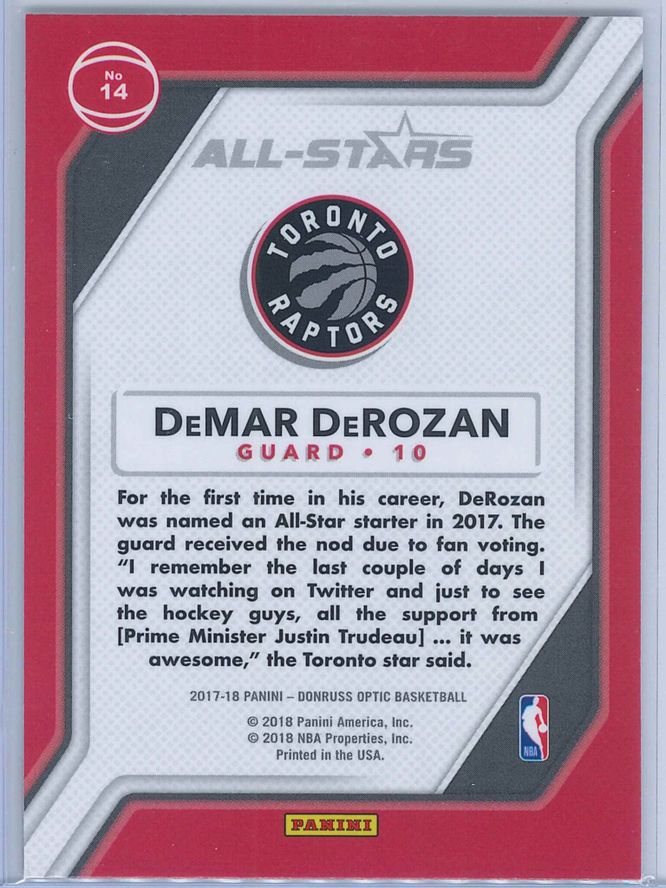 DeMar DeRozan Panini Donruss Optic Basketball 2017 18 All Stars 2