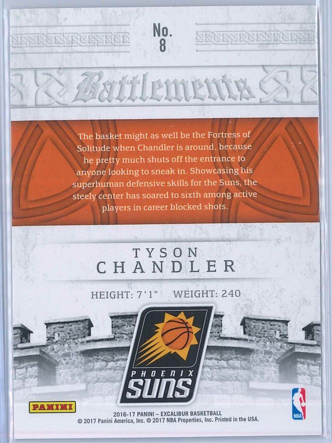 Tyson Chandler Panini Excalibur Basketball 2016 17 Battlements 2