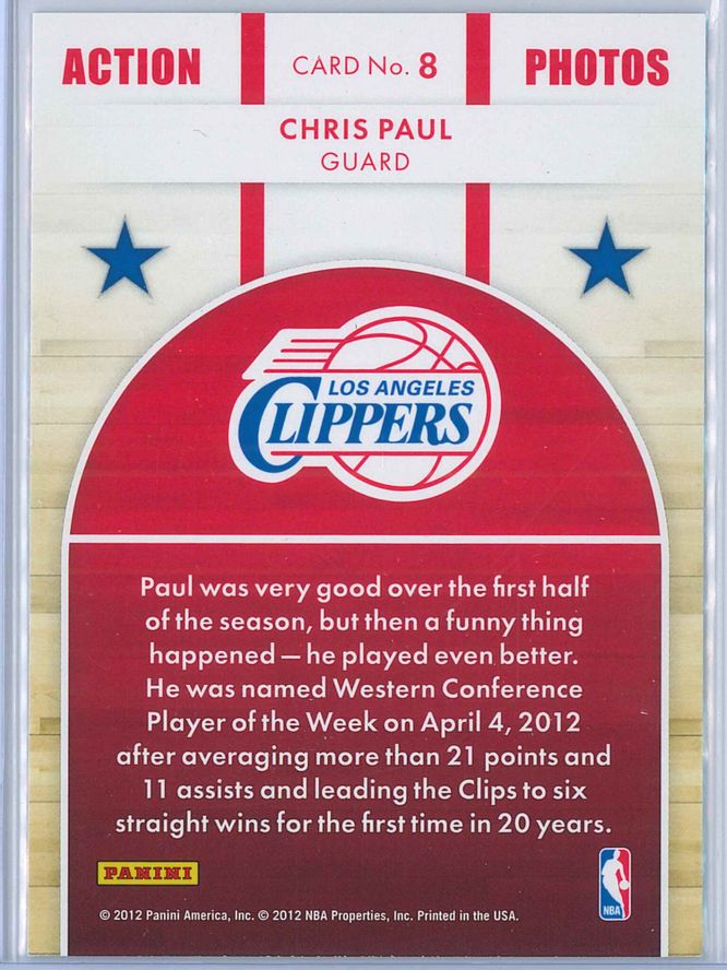 Chris Paul Panini NBA Hoops 2012 13 Action Photos 4