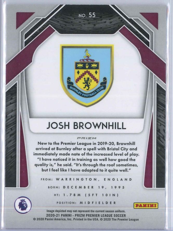 Josh Brownhill Panini Prizm Premier League 2020 21 Retail Blue Pulsar RC 2
