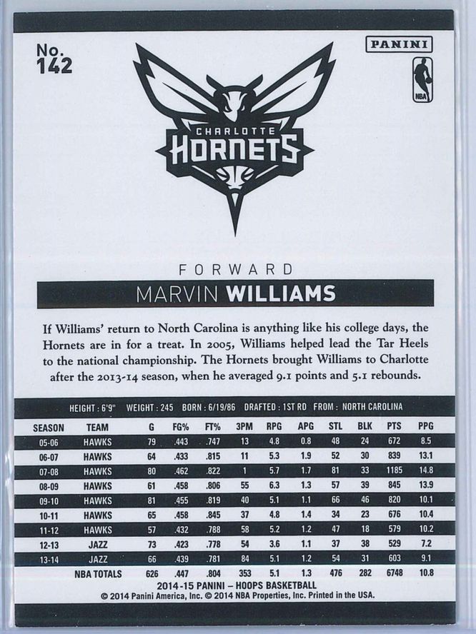 Marvin Williams Panini NBA Hoops 2014 15 Green 2