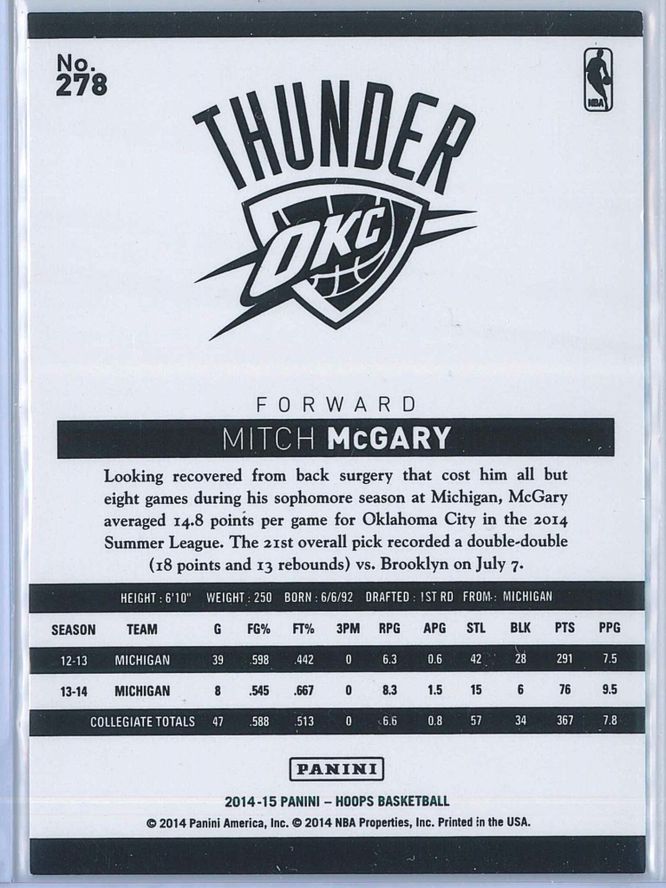 Mitch McGary Panini NBA Hoops 2014 15 Artist Proof 3699 RC 2
