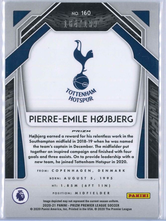 Pierre Emile Hojbjerg Panini Prizm Premier League 2020 21 Blue Prizm 164199 2