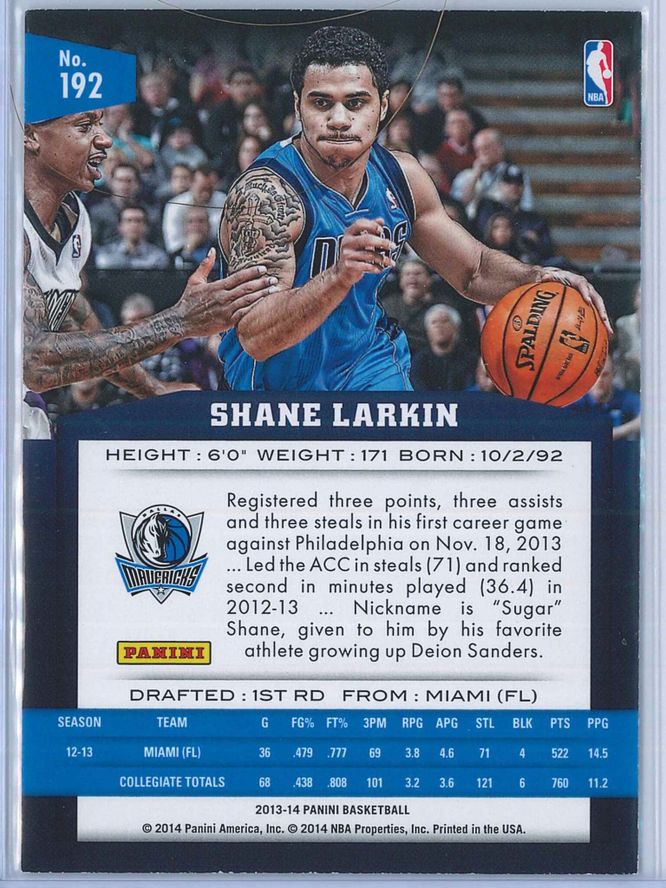 Shane Larkin Panini Basketball 2013 14 RC 2
