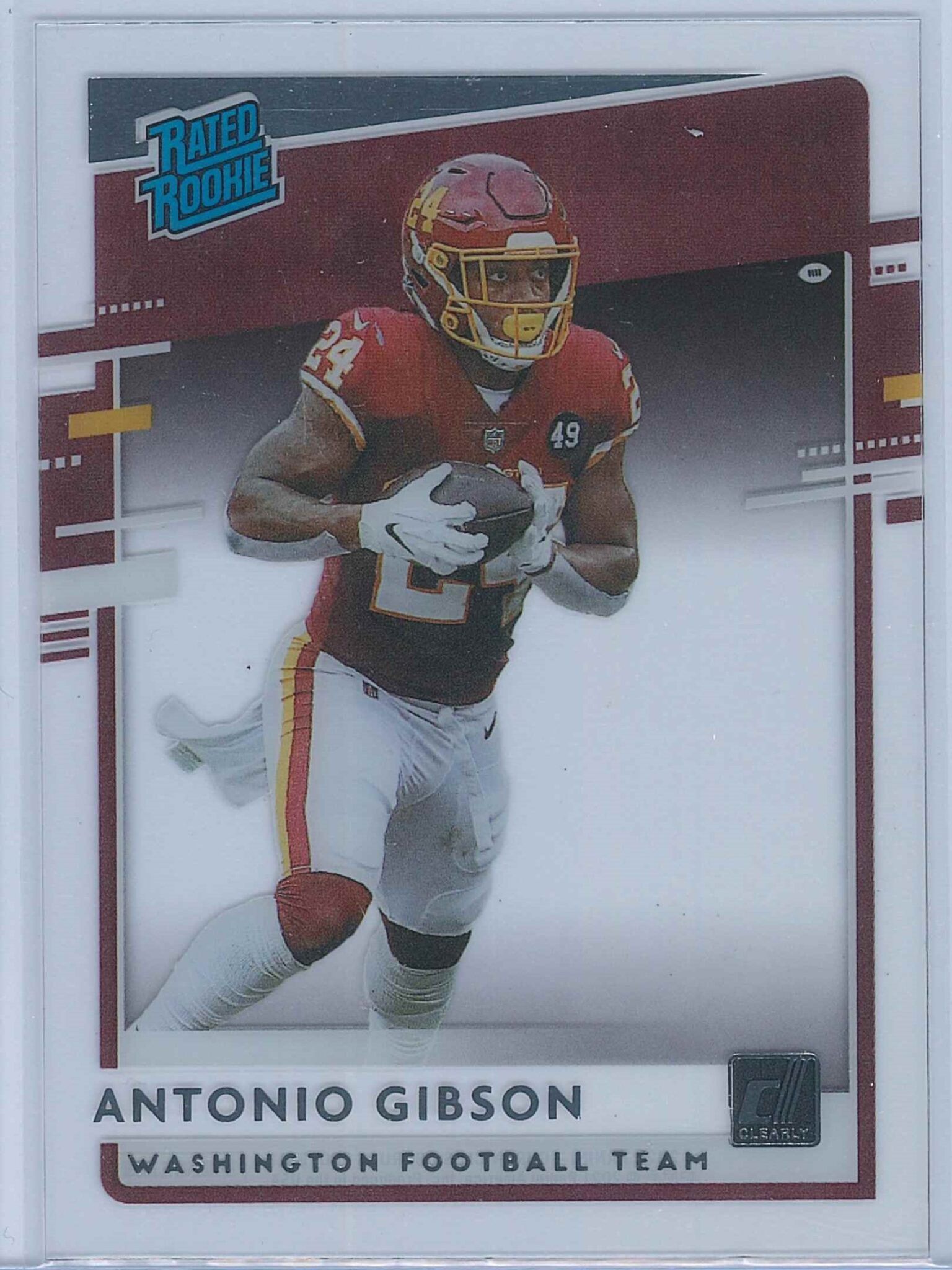 Antonio Gibson Panini Chronicles Football 2020 Clearly Donruss  Rated Rookie