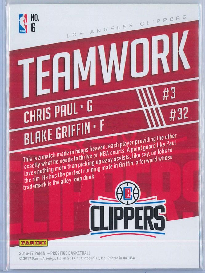 Chris Paul Blake Griffin Panini Prestige Basketball 2016 17 Teamwork 2