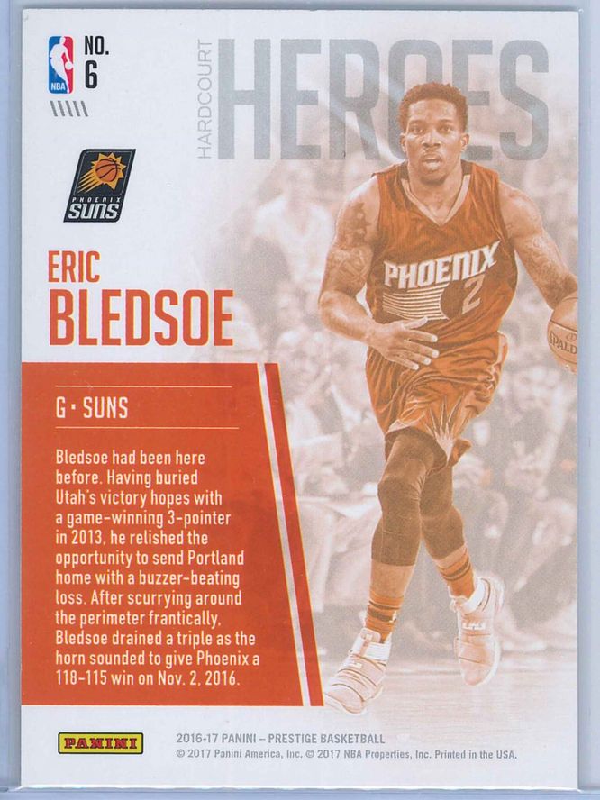 Eric Bledsoe Panini Prestige Basketball 2016 17 Hardcourt Heroes 2