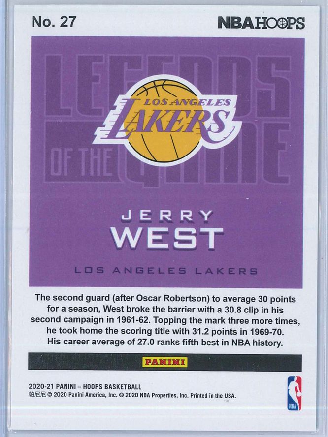 Jerry West Panini NBA Hoops 2020 21 Legends Of The Game 168699 2