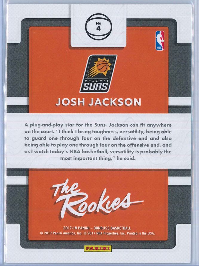 Josh Jackson Panini Donruss Basketball 2017 18 The Rookies Rookie Year 2