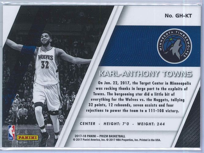 Karl Anthony Towns Panini Prizm 2017 18 Get Hyped 2