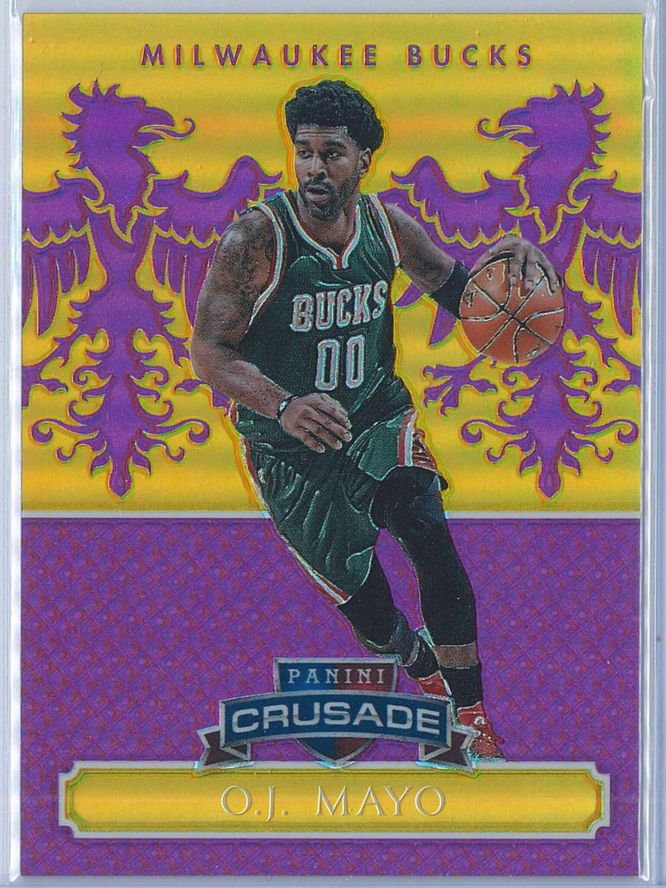 O.J. Mayo Panini Excalibur Basketball 2014 15 Crusade Camouflage Purple 2975 1