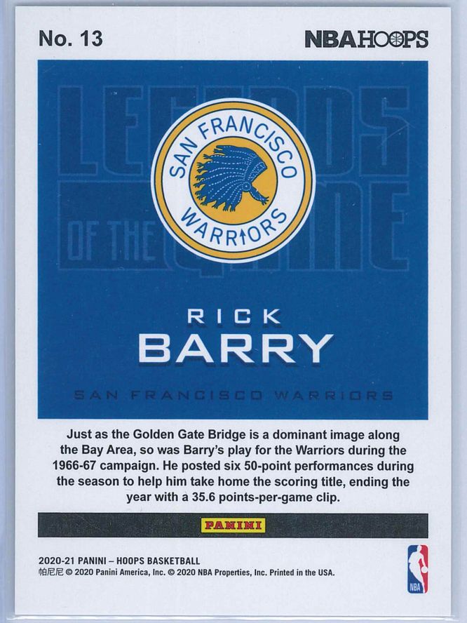 Rick Barry Panini NBA Hoops 2020 21 Legends Of The Game 540699 2
