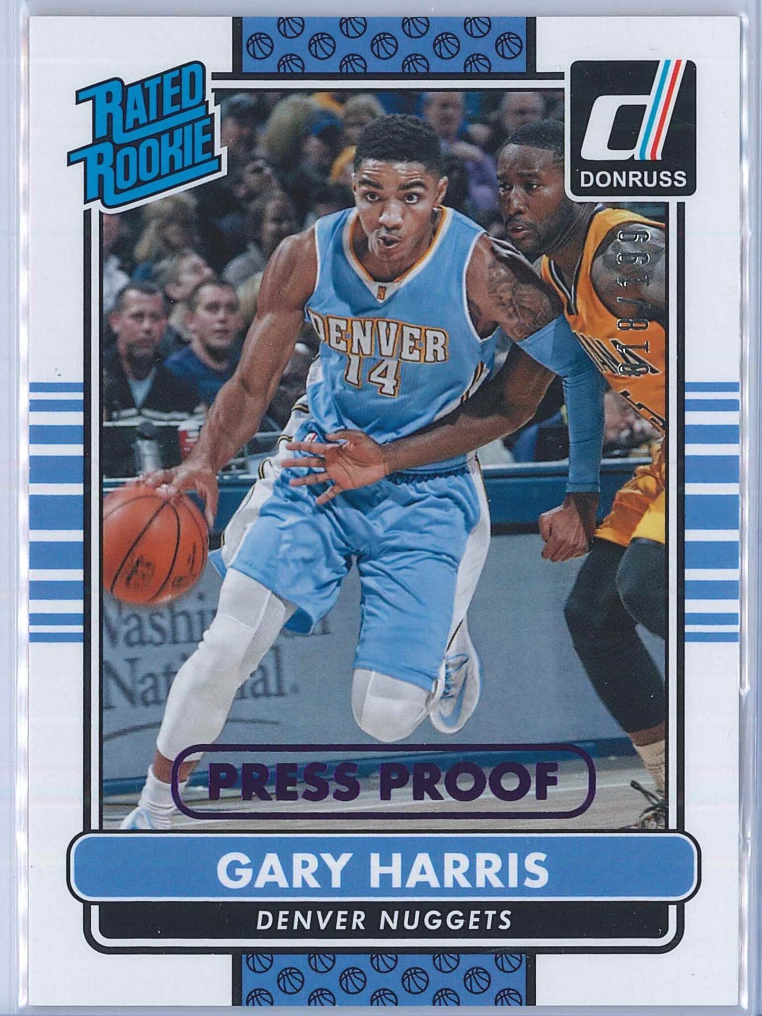 Gary Harris Panini Donruss Basketball 2014 15 Rated Rookie Purple Press Proof 018199 1