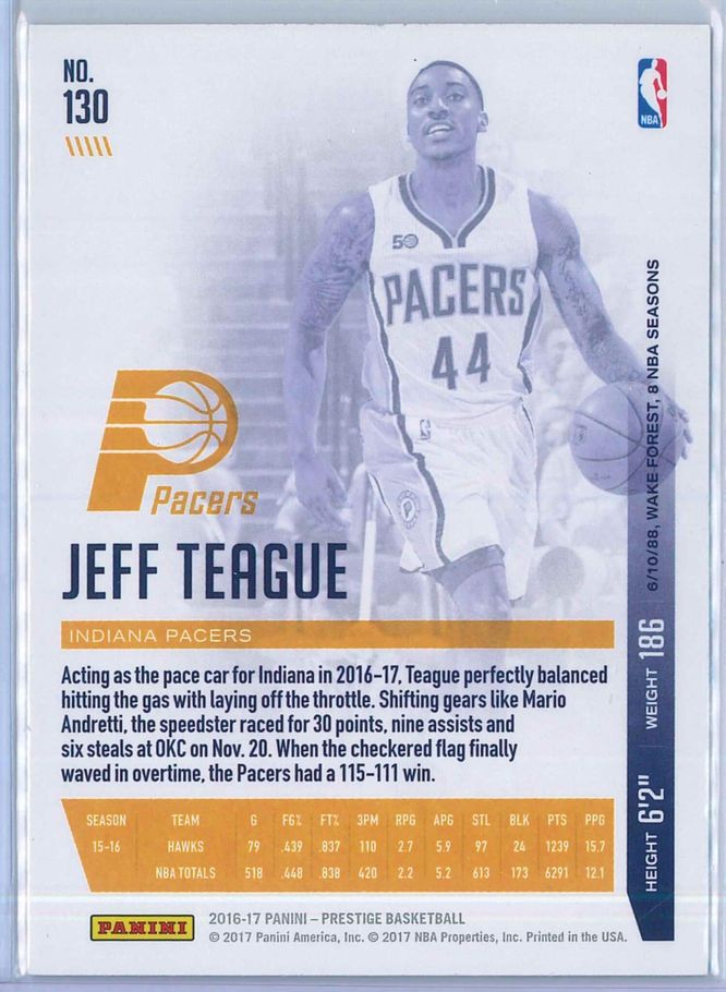 Jeff Teague Panini Prestige Basketball 2016 17 Base Set 2