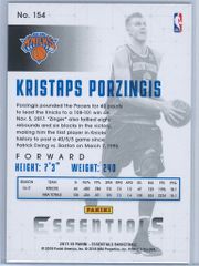 Kristaps Porzingis Panini Essentials Basketball 2017 18 Base Green 2