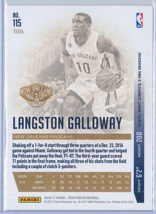Langston Galloway Panini Prestige Basketball 2016 17 Base Set 2