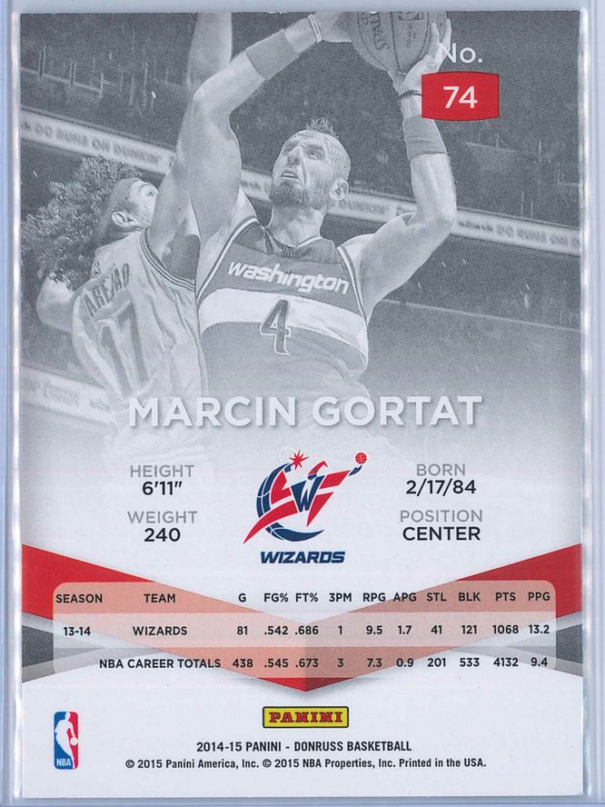 Marcin Gortat Panini Donruss Basketball 2014 15 Elite 2
