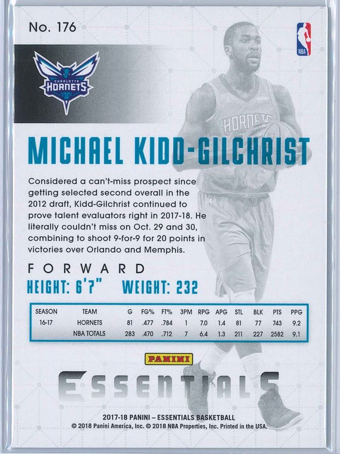 Michael Kidd Gilchrist Panini Essentials Basketball 2017 18 Base Green 2