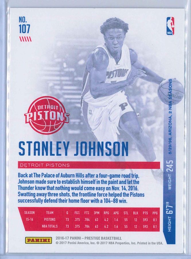 Stanley Johnson Panini Prestige Basketball 2016 17 Base Set 2