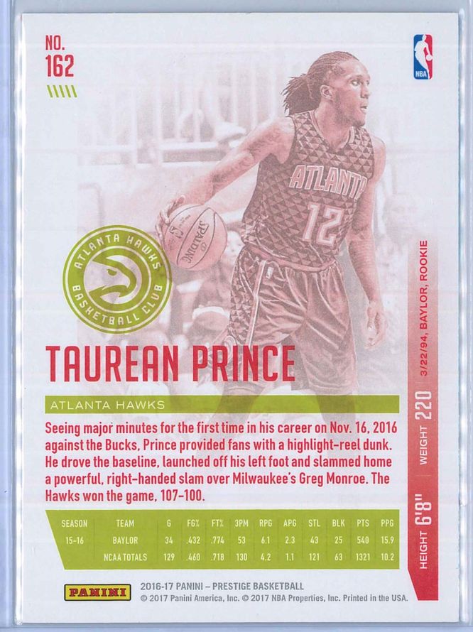 Taurean Prince Panini Prestige Basketball 2016 17 Base Set RC 2