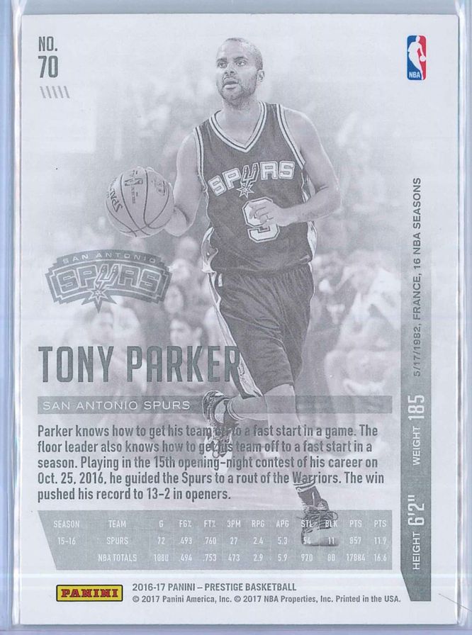 Tony Parker Panini Prestige Basketball 2016 17 Base Set 2