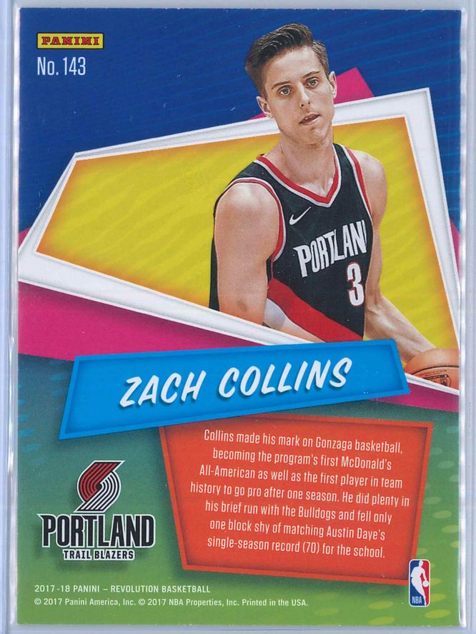 Zach Collins Panini Revolution Basketball 2017 18 Base Chinese New Year Parallel RC 2